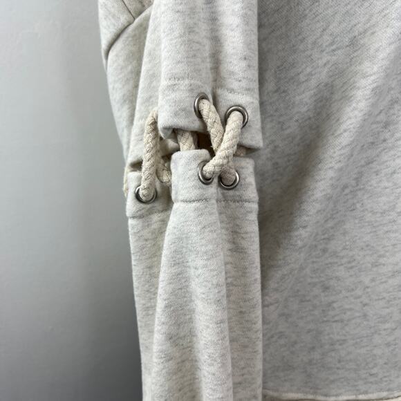 POL Heather Gray M Oversized Knit Sweater High Neck Lace Long Sleeve Pullover - Picture 4 of 8